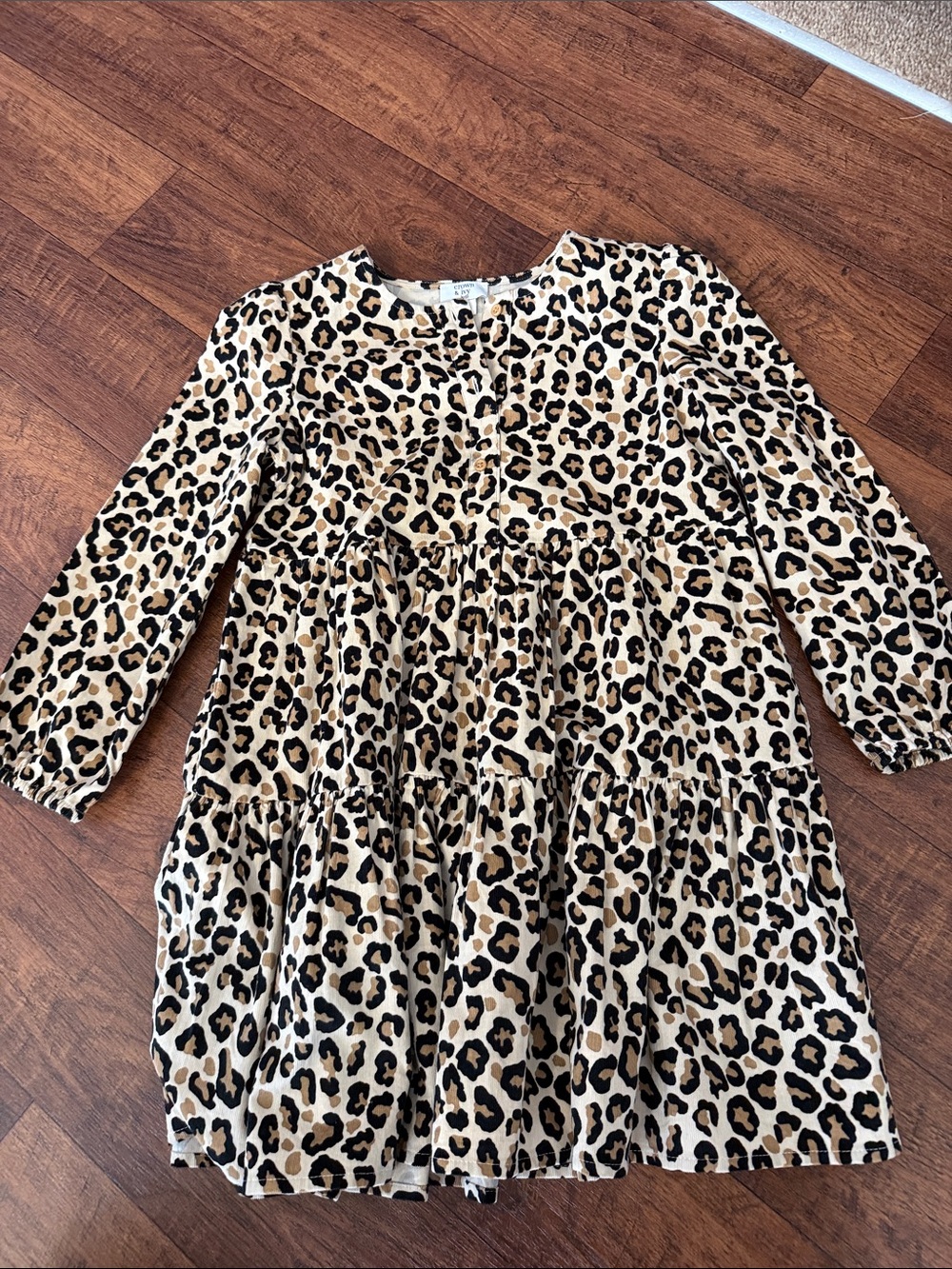 Girls Leopard Corduroy Dress